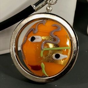 Abstract Glass Face Necklace 01